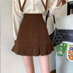 우아한 짧은 코듀로이 플리츠 엉덩이 밴딩스커트 스커트 디자인 밴딩치마 편안한 고무줄치마 : BB직구랜드