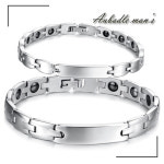 오바들맨즈 H1003 남성 여성 커플 써지컬스틸 건강 에너지 마그네틱 스톤 체인 팔찌 : 오바들