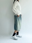 트랙데님팬츠 7부 청반바지 버뮤다팬츠 여성 와이드 : 린넨 브라우니