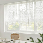 쥴리 리본 롤업 화이트 레이스 자수 바란스 반창 문 가리개 커튼 가림막 80x140cm : 미스모네