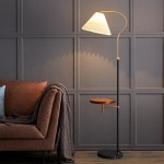 북유럽 주름 전등갓 거실 침실 엔틱 무드등 선반 스탠드 조명 무선충전 리모컨 : 서울상점 1987