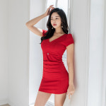 미체 홀복 섹시 로맨틱 반팔 셔링 미니 원피스(m6208) : miche원피스