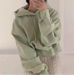 루즈핏 캐주얼 긴팔 솔리드 컬러 여성 후드티 : 엠엔엠마켓