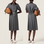 미우미우 카라 체크 원피스 프린스오브웨일즈 그레이 : 비바프랑