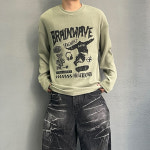 브레인 니트 웨이브 오버핏 프린트 쭉티 3color : TODAYMOOD