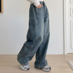 [2WAY스냅단추]포리 워싱 와이드 데님팬츠 : 플랜데이