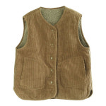 여성 래귤러핏 베스트 따뜻한 스냅단추 골지 밑단트임 편한 포켓 양면 코르덴 조끼 Y090912 : 플로엔스