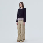 Cut-Off Button Tweed Jacket, Black : ETMON