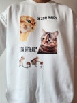 고중량 밈 고양이 오버핏 티셔츠 : 근육고양이 잡화점