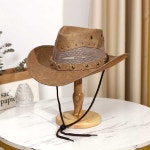 인디아나존스모자 서부 카우보이 인디아나존스 빈티지 모자 보안관 웨스턴 M(56-58cm) 다이아몬드가 세팅된 블랙 : 경지스토어