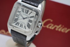 까르띠에 산토스 100 XL 남자 가죽시계 오토매틱 2656 : 타임정