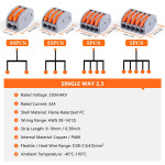컴팩트 레버 타입 와이어 커넥터 너트 키트 재사용 가능 2 3 4/5 포트 푸시 인 터미널 블록 65 : 글로리21