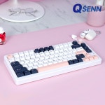 QSENN Q75 PBT 풀윤활 가스켓 유무선 기계식 키보드 화이트  QSENN 애플민트축 V1 : QSENN