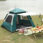 손 쉬운 설치 원터치 텐트 3-4인용 방수 자외선차단 차박 캠핑 휴가용 자동 텐트 그린 : 늦은저녁