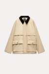 자라 공홈 코듀로이 네크라인 패딩 점퍼 PADDED JACKET WITH CORDUROY COLLAR 4749/736 : bymim