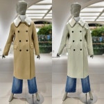 시슬리 여자 코트 베이지 민트 울 퍼 카라 더블 롱코트 SACTD1361 BG MT : 2001분당점 시슬리