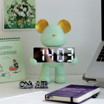 모던 심플 감성 인테리어 장식 곰 LED 디지털 알람 탁상시계_화이트 : 레벤 데코