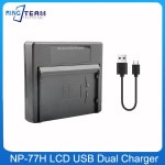 NP77H LCD USB 듀얼 배터리 충전기 소니 NP33NP55HNP55NP66HNP68NP78NP77NP98 디지털 카메라 배터리용 NP77H : 도포레하우스