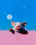 Olivia over the wall (pink heartcloud,gradation sky,pink wall), 송형노 : 프린트베이커리