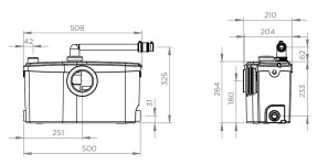 사니베스트 프로(양변기 포함) 화장실 소형 오수 배수펌프 상업시설 카페 식당용 펌프 : SFA KOREA