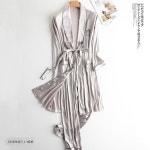 남성용 실크잠옷 얇은 잠옷 남성용 일본 줄무늬 긴 목욕 가운 : niceway