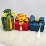 전통 배색 보자기 초록연두 70X70cm 양면보자기 : 와이유통