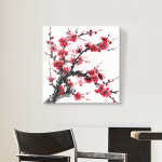 매화 그림 액자 동양화 민화 한국화 풍수지리 거실 인테리어 소품 꽃 매난국죽 사군자 홍매화 캔버스액자 홍봉춘화 12호[50x50cm] : 인메이블