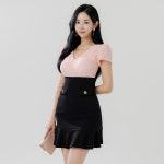 미체 홀복 반팔 섹시 심플 러블리 레이스 슬림핏 미니원피스 (m6835) : miche원피스