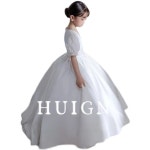 웨딩 화동 여아 연예인 여자 드레스 흰색 공주 생일 파티 정장 원피스 화이트 숏 100cm : 라칠커몬