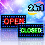 2줄 고급 OPEN 간판 LED 4색 OPEN 전광판 보드 오픈 사인 부동산 카페 식당 홍보 조명 네온 개업 : LED보드나라