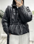 가니 로고 리본 립스탑 퀼팅 패딩 자켓 블랙 F8382 : 런던모드