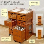 이동식 틈새수납장 원목 수납 정리함 미니 베란다 선반 바퀴 티크 20cm H1443 (타일 상판) 싱글 도어 : 인가젯