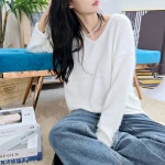 오버핏 여리여리 브이넥 솔잎사 니트 스웨터 : 더 제이레브