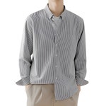 스트라이프 데님 오버핏 남성 캐주얼 체크 셔츠 : 리빙브런치