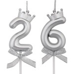 26 62 Birthday Candles, 26th 62nd Cake Candles, Silver Happy Birthday Number 26 62 Candles Cak Green : 쎄븐스라임