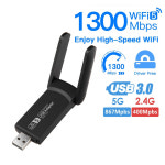 무선랜카드 1300Mbps USB 와이파이 어댑터 듀얼 밴드 5 이더넷 네트워크 카드 3 0 동글 PC 노트북 리시버 AC1300 5G 2 4G Style 1... 