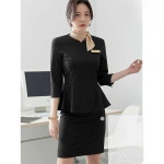 성형외과 프론트 유니폼 피부관리사복 원무과옷 병원 S 검정 7부 소매 세트 : 당당판다