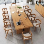 원목 회의테이블 세트 대형 회의실 사무용 긴 연수용 2.5m 테이블+히로시마 의자x6 : 재민이네4