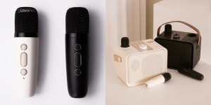 캠핑용 노래방 무선 마이크 슈퍼큐브777 블루투스 휴대용 핸드 듀얼 스피커 : DELESHOP