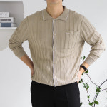 머슬핏 울 카라 니트 2col (네이비) : 넘버 세븐