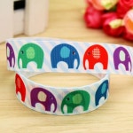 코끼리 프린트 그로스그레인 리본 헤어 활 모자, 파티 장식,  OEM, 22mm, H5435, 7/8 인치 : 정민탑텐물류