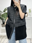 가니 로고 패턴 퀼티드 립스탑 플리스 베스트 블랙 F9146 : 런던모드