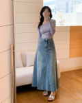 캐치 맥시 데님 플레어 스커트 SML1col 봄 가을 하이웨스트 A라인 청 롱 청치마 : 센소버