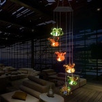 태양열 발전 LED 조명 방수 주변 외부 바람 종소리 야외 꿀벌 장식 : 일글로리