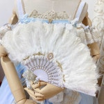 일본풍 깃털 부채 블랙 복고풍 접이식 스냅샷 레이스 선물 브론징 검은색 : 환상몰