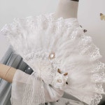 일본풍 깃털 부채 블랙 복고풍 접이식 스냅샷 레이스 선물 브론징 검은색 : 환상몰