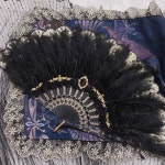 일본풍 깃털 부채 블랙 복고풍 접이식 스냅샷 레이스 선물 브론징 검은색 : 환상몰