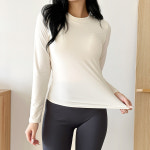 [내장캡/쫀쫀스판] 노브라 패드 스판T 신축성굿 기본티 베이직 심플 운동복 필라테스 요가 헬스복 피치스킨 티셔츠 : 코디제이