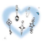 키링제작 악세사리부자재 앤티크 실버 펜던트 클로버열쇠 날개 스푼 스타커넥터 별빛 : 리꾸리꾸