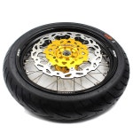 KKE 3.5/4.25 Suzuki RMZ250 용 Supermoto 휠 세트 2007-2021 RMZ450 2005-2021 골드 허브 320MM 디스크 Motard Rims : 자양컴퍼니